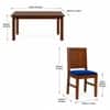 Globally Indian Aurelie Solid Sheesham Wood 6 Seater Dining Table Set 6 Chairs Navy Blue