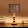Devansh Grey Jute   Table Lamp With  Wood Natural Base (7X7X15.5 Inches)-17