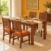 Globally Indian Surya Solid Sheesham Wood 4 Seater Dining Table Set 4 Chairs Terracotta Orange