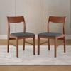 Augusta Solid Wood Dining Chair Set Of 2 In Dark Walnut Finish With Grey Fabric Colour