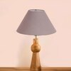 Devansh Grey Cotton Table Lamp With  Wood Natural Base (10X18 Inches)-32