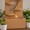 Beige Brown Contemporary Leaf Indoor Water Fountain
