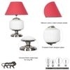 RAMZI Chrome Finish Metal And Frosted White Glass Table Lamp With Maroon Cotton Shade