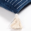 Tasseled And Embroidered Blue-White Cushion Cover