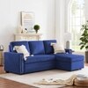 Solace Solid Wood Sofa cum Bed in Navy Blue