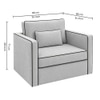 Elano Modern Premium 1 Seater Velvet Pull Out Sofa Cum Bed with Improted Mechanism In Grey Color