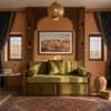 Dhuni Solid Wood Sofa cum bed With Rattan Cane Designed  In Provincial Teak Finish
