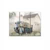Truss Pcs Grey Blue Full Flowers Frame Floral Canvas Canvas Wall Prints Set of 3 Multicolor Matte