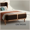 Valerio Duo-Panel Luxe Queen Size Bed in Chocolate Brown colour Velvet with Oak wood Frame
