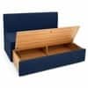 Aredo 3 Seater Velvet Pull Out Sofa Cum Bed in Navy Blue Color With Storage