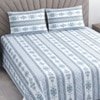 Blue And White Floral 400 Tc  Cotton Flat  Super King Size Bedsheet With 2 Pillow Cover