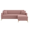 Convil Velvet L Shape 4 Seater Sofa in Pink Color