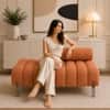 Doe Buck Luxury Boucle Accent Lounge Chair in Rust Colour with Black Metal Legs