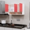 3 Doors Modular Wall Mounted Kitchen Cabinet With Organizer Shelf In Scarlet Red Finish