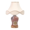 Devansh Off-White Vintage  Cotton Shade Lamp With Wood & Mosaic Glass Base For Decoration/Office/Home/Gifting/Study For Decoration/Office/Home/Gifting/Study