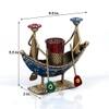 Desert Art Metal Handpainted Multicolour Boat Pen Stand