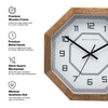 Octagonal Wooden Wall Clock with Sharp Black Indices