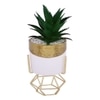 Artificial Agave Plant In White & Gold Pot