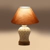 Devansh Conical Grey Cotton Shade Lamp With Wood & Mosaic Glass Base For Decoration/Office/Home/Gifting/Study For Decoration/Office/Home/Gifting/Study -(10X10X14.5) Inches -A