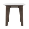 Lunar Rectangular Solid Wood and Carrara White Marble Side Table In Danish Walnut Finish