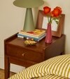 Harmful Solid Wood Bed Side Table In Dark Brown  Finish