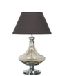 Delicea Smoke Glass And Chrome Finish Metal Table Lamp With Black Cotton Shade
