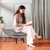 Bohemian Jacquard Wooden Ottoman in Black & Off White Set of 2