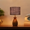 Devansh Brown  Jute Table Lamp With Wood Natural Base (7X13 Inches)-18