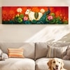 Modern Pichwai Kamdhenu Cow Canvas Wall Art 12 x 46 Inch