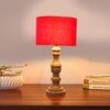Devansh Red Cotton Table Lamp With  Wood Natural Base (7X17.5 Inches)-4
