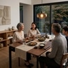 Scandinavian Navid Dining Table Brown Walnut Finish