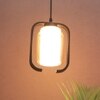 Eliante Hanging Light - Champaign Glass Shade, Mild Steel And Wood, 1-Light Pendant For Modern Decor