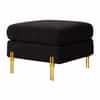 Doe Buck Luxe Boucle Square Ottoman in Black Colour with Gold Metal Legs