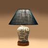 Devansh Conical Turquoise Jute Shade Lamp With Wood & Mosaic Glass Base For Decoration/Office/Home/Gifting/Study For Decoration/Office/Home/Gifting/Study -(10X10X14.5) Inches -A