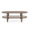 Tora XL Solid Wood And Cane With Glass Coffee Table In Danish Walnut Finish