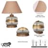 VARELLO Clear Glass Table Lamp with Gold Accent and Wood Base Beige Shade