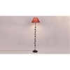 Cassia Maroon Natural Fiber Floor Lamp with Black Iron Base