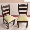 Newport Solid Wood Dining Chair in Dark Walnut Finish & Beige Colour - Set of 2