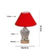 Devansh Conical Red Cotton Shade Lamp With Wood & Mosaic Glass Base For Decoration/Office/Home/Gifting/Study For Decoration/Office/Home/Gifting/Study -(10X10X14.5) Inches -A