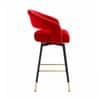 Doe Buck Mixoy Velvet Bar Stool in Emerald Red Colour with Gold Accents