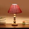 Devansh Pink Jute Table Lamp With Wood Natural Base (10X10X16) Inches)-35