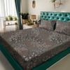 Brown Floral 180 TC Fitted 1 King  Bedsheet with 2 Pillow Covers