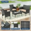 Carry Bird Wicker Patio Furniture Accessorie 4 Seater Sets In Black And Dark Beige Colour