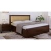 Yuko Engineered Wood Upholstered King Size Bed In Columbia Walnut Finish With Hydraulic Storage