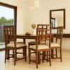 Globally Indian Sheesham Wood 4 Seater Dining Table Set With 4 Seater  Cushioned Chairs - Block Backrest