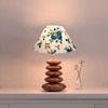 Devansh Printed Cotton Table Lamp With Wood  Pebble Lamp  (10X10X15) Inches