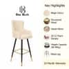 Doe Buck Nolen Upholstered Bar Stool in Beige Colour with Gold Tip Legs