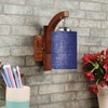 Devansh Solid Wood Electric Wall Light in Brown Colour with Blue Shade Count of 1 Light