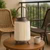 Luxe Home Hanging Bamboo Lantern with Handle or Glass Jar - 2025-332- Beige (26x17x17 cm)