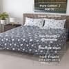 Charcoal Floral Cotton 400 Tc Flat Super King Size Bedsheet With 2 Pillow Covers